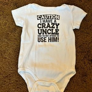 Crazy uncle onesie 6m